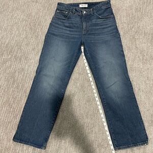 Madewell The Curvy Longline Straight Jean in blue denim